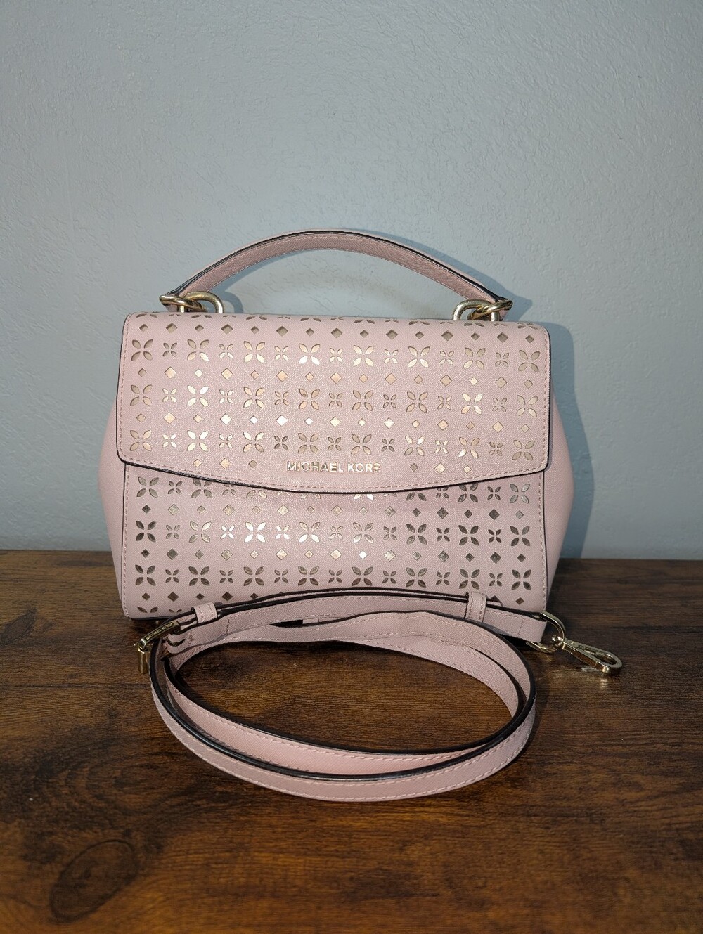 Michael Kors Small Ava Floral Perforated Top Handle Satchel